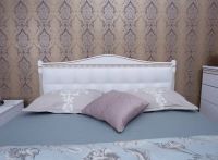 Кровать Олимп Прованс с патиной и фрезеровкой мягкая спинка квадраты под/рама
